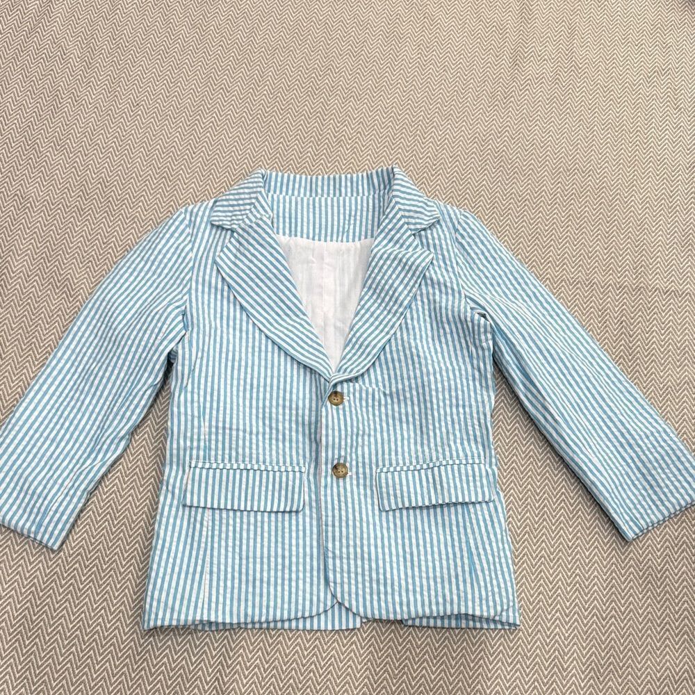 Kelly’s Kids Blue Cotton Striped  Blazer  Size 5-6